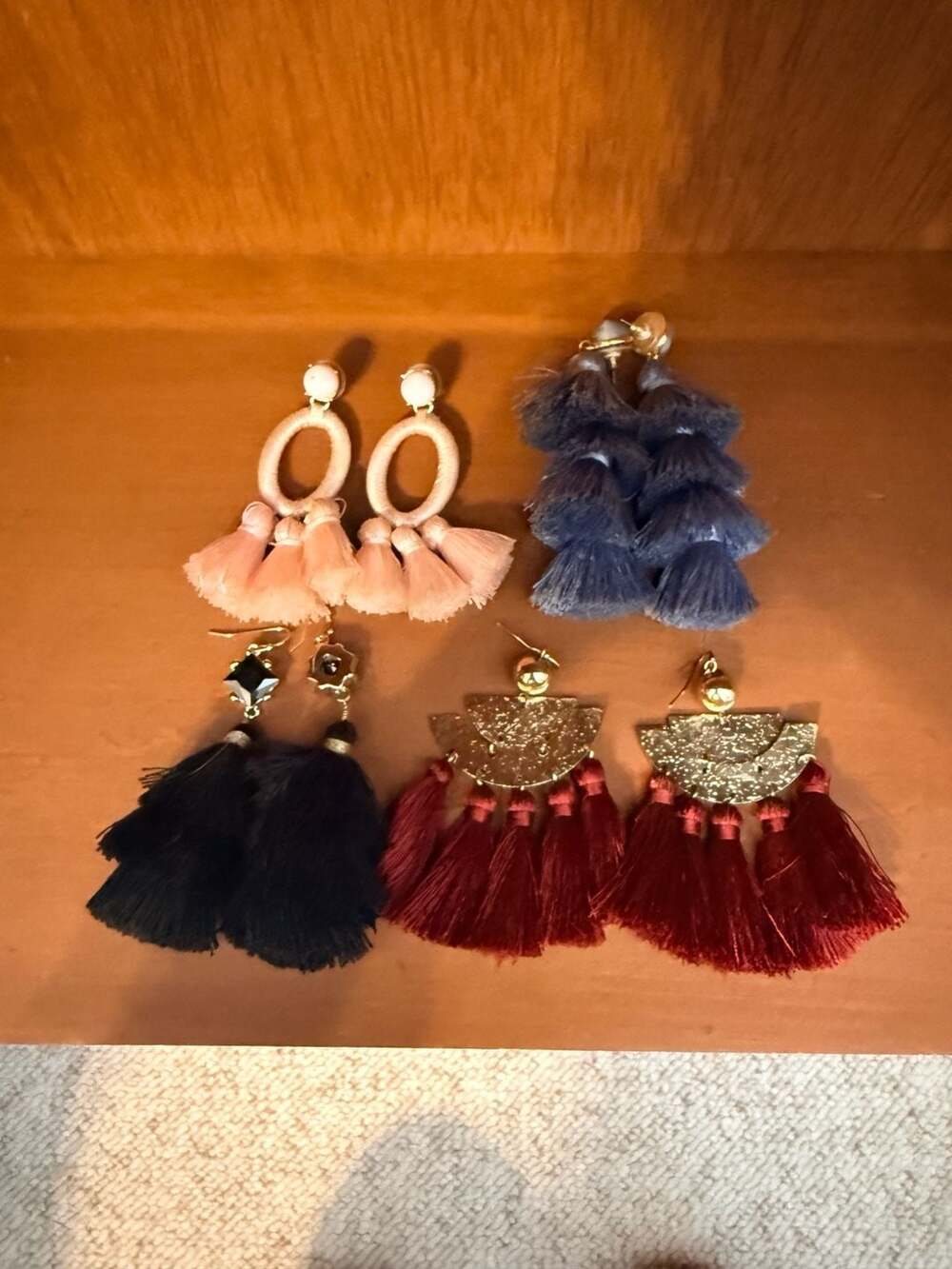 Set of 4 Pairs Baublebar Bohemian Statement Tassel Drop Earrings